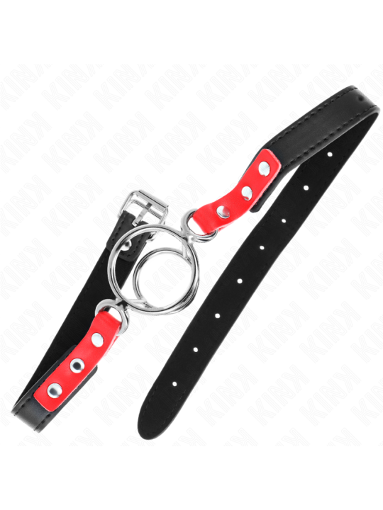 KINK - MORDAZA CON MÚLTIPLES JUNTAS TÓRICAS 4 / 4.8 CM ROJO AJUSTABLE 38 X 56 CM