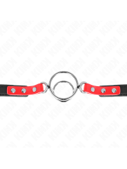 KINK - MORDAZA CON MÚLTIPLES JUNTAS TÓRICAS 4 / 4.8 CM ROJO AJUSTABLE 38 X 56 CM
