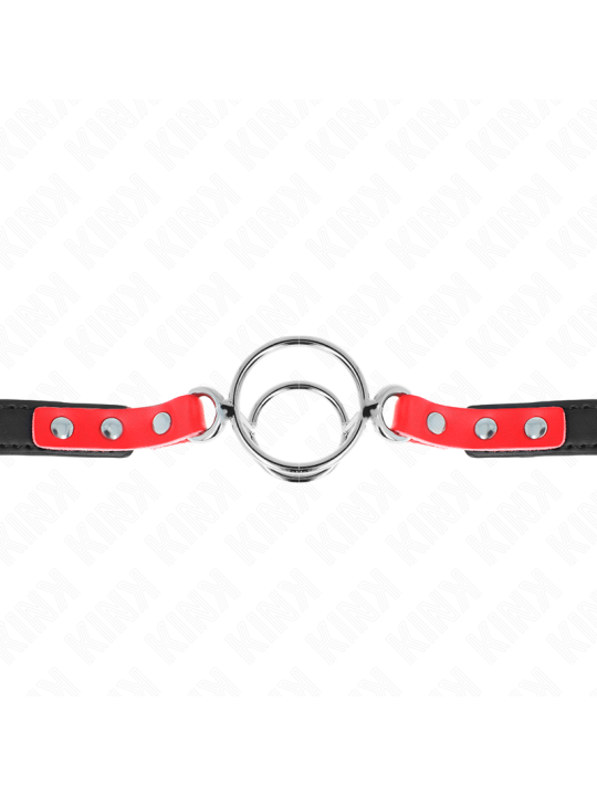 KINK - MORDAZA CON MÚLTIPLES JUNTAS TÓRICAS 4 / 4.8 CM ROJO AJUSTABLE 38 X 56 CM