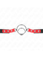 KINK - MORDAZA CON MÚLTIPLES JUNTAS TÓRICAS 4 / 4.8 CM ROJO AJUSTABLE 38 X 56 CM