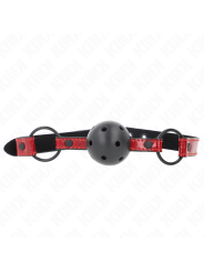 KINK - MORDAZA DE BOLA 4.5 CM DE POLIPIEL BRILLANTE 63.5 X 2 CM AJUSTABLE 41 X 59 CM