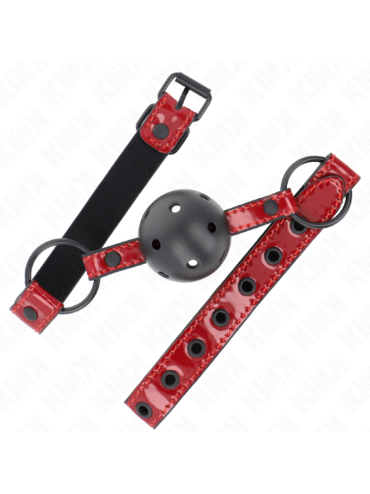 KINK - MORDAZA DE BOLA 4.5 CM DE POLIPIEL BRILLANTE 63.5 X 2 CM AJUSTABLE 41 X 59 CM