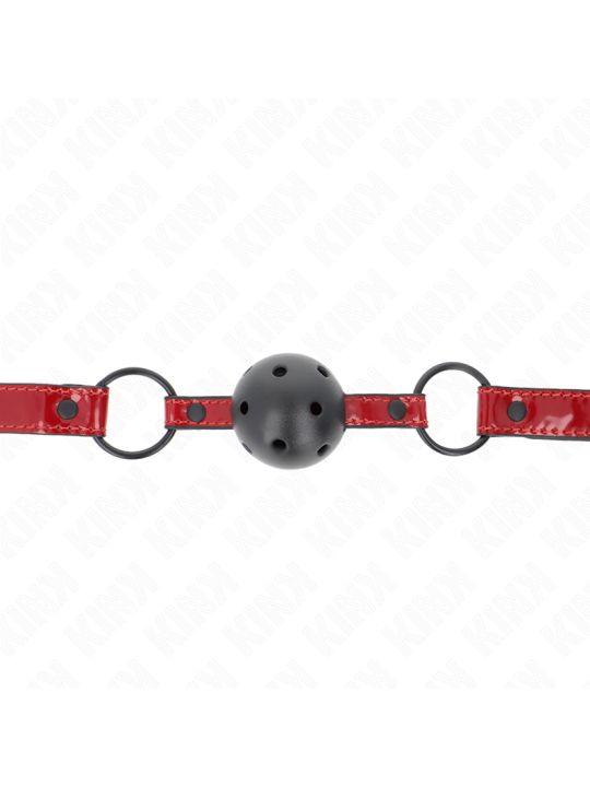 KINK - MORDAZA DE BOLA 4.5 CM DE POLIPIEL BRILLANTE 63.5 X 2 CM AJUSTABLE 41 X 59 CM