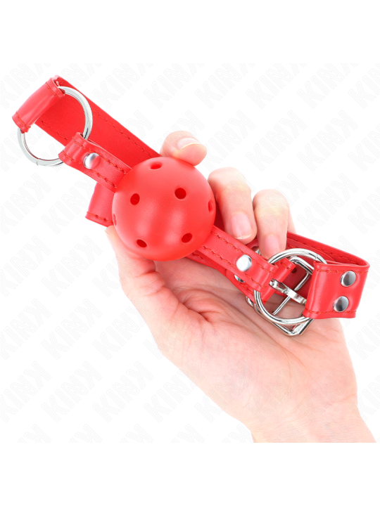 KINK - MORDAZA DE BOLA 4.5 CM DURA HUECA ROJO COMPLETA 62 x 2 CM