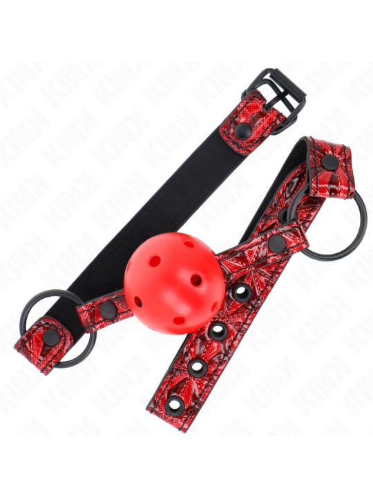 KINK - MORDAZA DE BOLA 4.5 CM CON PATRÓN DE DIAMANTE MODELO 1 64.5 CM AJUSTABLE 42- 60 CM