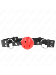 KINK - MORDAZA DE BOLA 4 CM TRANSPIRABLE CON DOBLE REMACHE ROJO 62 x 2.5 CM AJUSTABLE 42-58 CM
