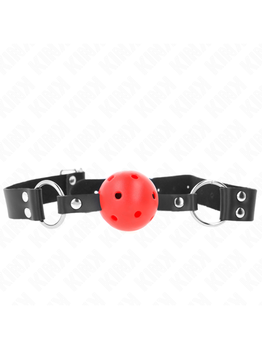 KINK - MORDAZA DE BOLA 4 CM TRANSPIRABLE CON DOBLE REMACHE ROJO 62 x 2.5 CM AJUSTABLE 42-58 CM