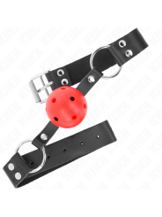 KINK - MORDAZA DE BOLA 4 CM TRANSPIRABLE CON DOBLE REMACHE ROJO 62 x 2.5 CM AJUSTABLE 42-58 CM