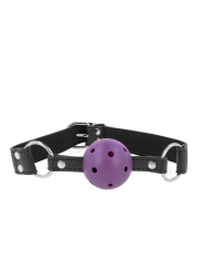 KINK - MORDAZA DE BOLA 4 CM TRANSPIRABLE CON DOBLE REMACHE MORADO 62 x 2.5 CM AJUSTABLE 42-58 CM