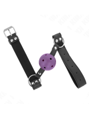 KINK - MORDAZA DE BOLA 4 CM TRANSPIRABLE CON DOBLE REMACHE MORADO 62 x 2.5 CM AJUSTABLE 42-58 CM