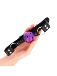 KINK - MORDAZA DE BOLA 4 CM TRANSPIRABLE CON DOBLE REMACHE MORADO 62 x 2.5 CM AJUSTABLE 42-58 CM