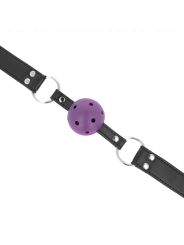 KINK - MORDAZA DE BOLA 4 CM TRANSPIRABLE CON DOBLE REMACHE MORADO 62 x 2.5 CM AJUSTABLE 42-58 CM