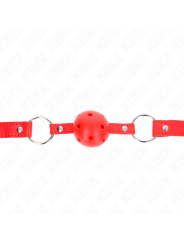 KINK - MORDAZA DE BOLA 4 CM TRANSPIRABLE CON DOBLE REMACHE MODELO 1 ROJO 62 x 2.5 CM AJUSTABLE 42-58 CM