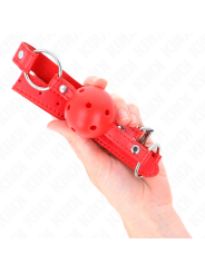 KINK - MORDAZA DE BOLA 4 CM TRANSPIRABLE CON DOBLE REMACHE MODELO 1 ROJO 62 x 2.5 CM AJUSTABLE 42-58 CM