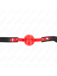 KINK - MORDAZA DE BOLA 4 CM DURA HUECA ROJO CORREA NEGRA 60 x 2 CM AJUSTABLE 37-52 CM