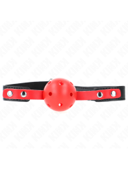KINK - MORDAZA DE BOLA 4 CM DURA HUECA ROJO CORREA NEGRA 60 x 2 CM AJUSTABLE 37-52 CM