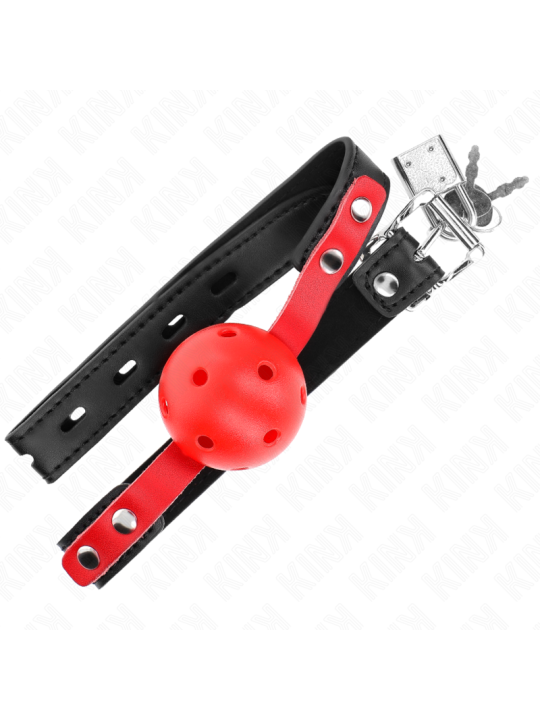 KINK - MORDAZA DE BOLA 4 CM DURA HUECA ROJO CORREA NEGRA 60 x 2 CM AJUSTABLE 37-52 CM