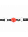 KINK - MORDAZA DE BOLA 4 CM CON CANDADO BOLA ROJA CORREA NEGRA 60 x 2 CM