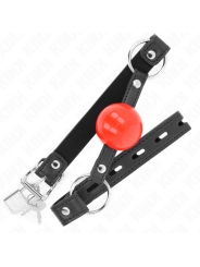 KINK - MORDAZA DE BOLA 4 CM CON CANDADO BOLA ROJA CORREA NEGRA 60 x 2 CM