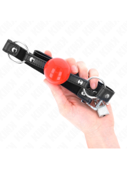 KINK - MORDAZA DE BOLA 4 CM CON CANDADO BOLA ROJA CORREA NEGRA 60 x 2 CM