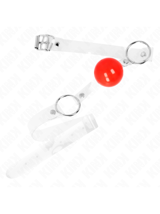 KINK - MORDAZA DE BOLA ROJA DE PVC TRANSPARENTE AJUSTABLE