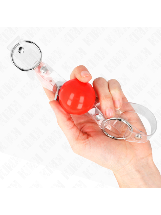 KINK - MORDAZA DE BOLA ROJA DE PVC TRANSPARENTE AJUSTABLE
