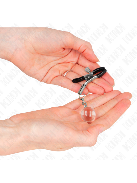 KINK - PINZAS PARA PEZONES PLATEADAS CON COLGANTE DE VIDRIO 6 CM