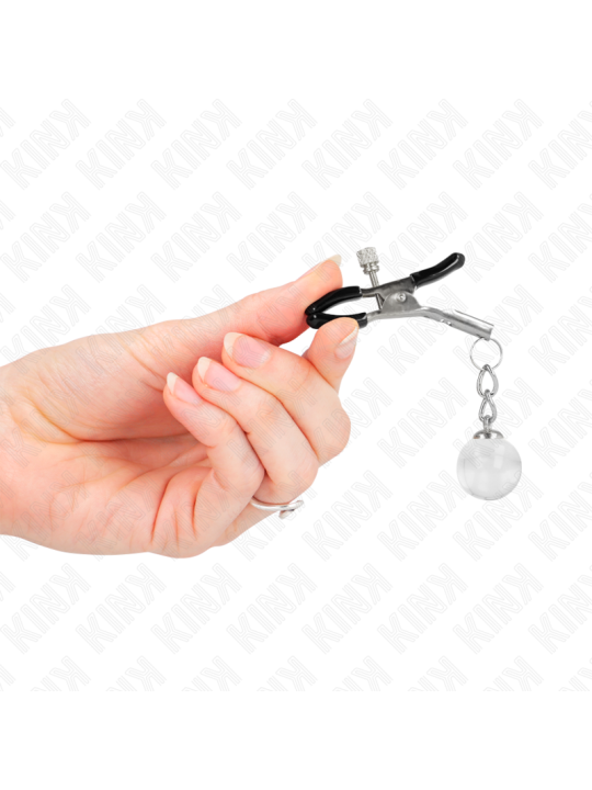 KINK - PINZAS PARA PEZONES PLATEADAS CON COLGANTE DE VIDRIO 6 CM