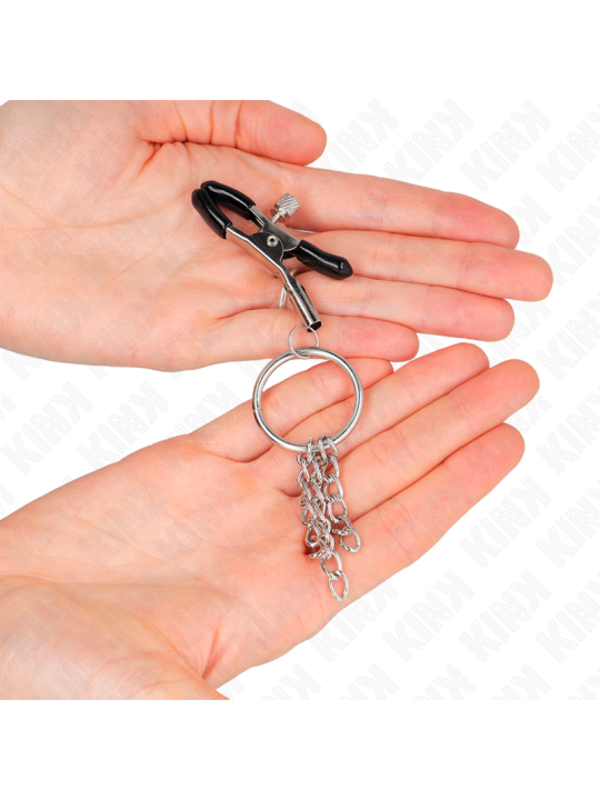 KINK - PINZAS PARA PEZONES CON ARO Y PEQUEÑAS CADENAS PLATEADO 6 CM