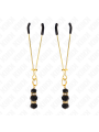 KINK - PINZAS PARA PEZONES DORADA FINA CON TRIPLE BOLA DE VIDRIO NEGRO 7 CM