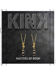 KINK - PINZAS PARA PEZONES DORADA FINA CON TRIPLE BOLA DE VIDRIO NEGRO 7 CM