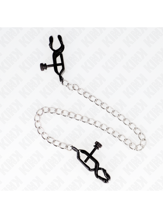 KINK - PINZAS PARA PEZONES PLANAS NEGRO CON CADENA PLATEADO 30 CM