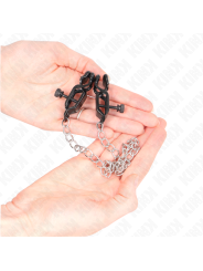 KINK - PINZAS PARA PEZONES PLANAS NEGRO CON CADENA PLATEADO 30 CM