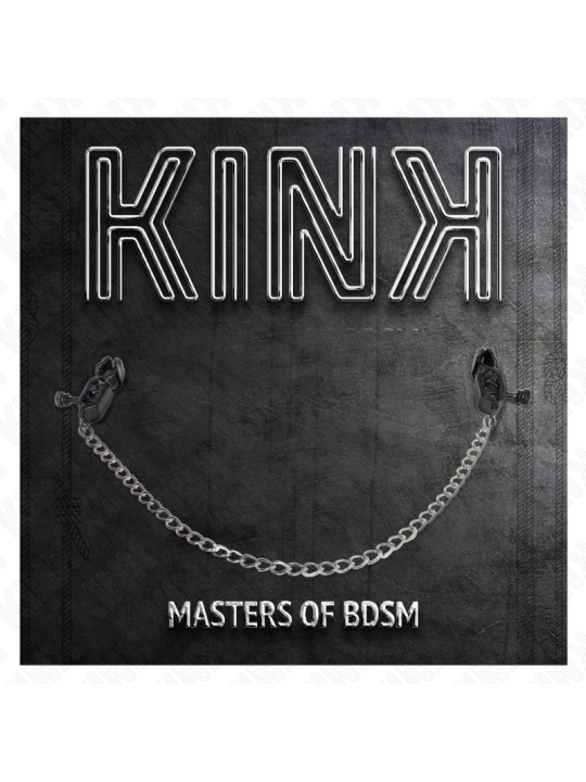 KINK - PINZAS PARA PEZONES PLANAS NEGRO CON CADENA PLATEADO 30 CM