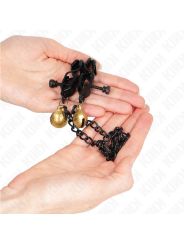 KINK - PINZAS PARA PEZONES PLANAS NEGRO CON CASCABEL Y CADENA PLATEADO 30 CM