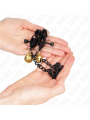 KINK - PINZAS PARA PEZONES PLANAS NEGRO CON CASCABEL Y CADENA PLATEADO 30 CM