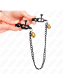 KINK - PINZAS PARA PEZONES PLANAS NEGRO CON CASCABEL Y CADENA PLATEADO 30 CM