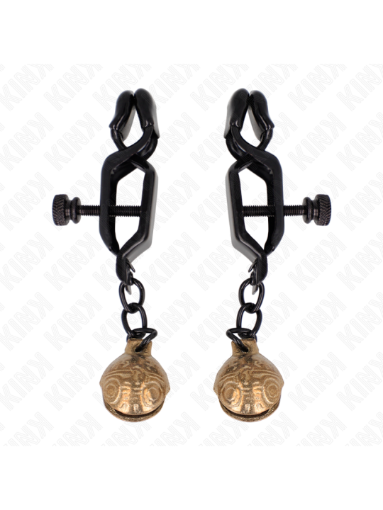 KINK - PINZAS PARA PEZONES PLANAS NEGRO CON CASCABEL 7 CM