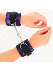 KINK - MUÑEQUERAS CORTAS DE ENCAJE TERCIOPELO Y UNIÓN DE NYLON VIOLETA/NEGRO 23 X 6.5 CM