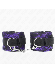 KINK - MUÑEQUERAS CORTAS DE ENCAJE TERCIOPELO Y UNIÓN DE NYLON VIOLETA/NEGRO 23 X 6.5 CM