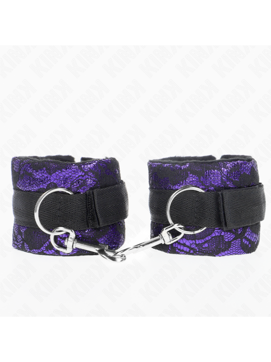 KINK - MUÑEQUERAS CORTAS DE ENCAJE TERCIOPELO Y UNIÓN DE NYLON VIOLETA/NEGRO 23 X 6.5 CM