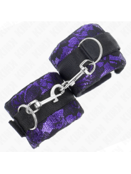 KINK - MUÑEQUERAS CORTAS DE ENCAJE TERCIOPELO Y UNIÓN DE NYLON VIOLETA/NEGRO 23 X 6.5 CM