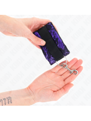 KINK - MUÑEQUERAS CORTAS DE ENCAJE TERCIOPELO Y UNIÓN DE NYLON VIOLETA/NEGRO 23 X 6.5 CM