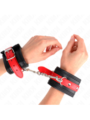 KINK - MUÑEQUERAS NEGRO CON CORREA ROJO AJUSTABLE 17-28 CM X 6 CM