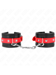 KINK - MUÑEQUERAS NEGRO CON CORREA ROJO AJUSTABLE 17-28 CM X 6 CM