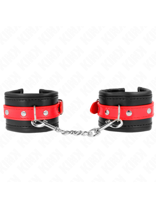 KINK - MUÑEQUERAS NEGRO CON CORREA ROJO AJUSTABLE 17-28 CM X 6 CM