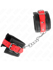KINK - MUÑEQUERAS NEGRO CON CORREA ROJO AJUSTABLE 17-28 CM X 6 CM