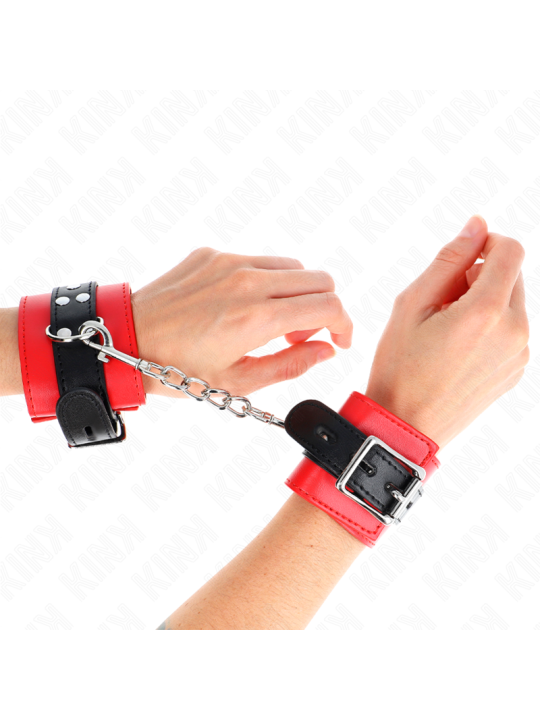 KINK - MUÑEQUERAS ROJO CON CORREA NEGRO AJUSTABLE 17-28 CM X 6 CM