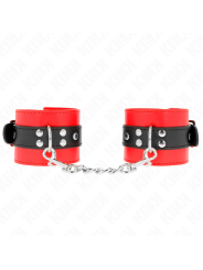 KINK - MUÑEQUERAS ROJO CON CORREA NEGRO AJUSTABLE 17-28 CM X 6 CM