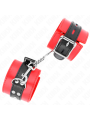 KINK - MUÑEQUERAS ROJO CON CORREA NEGRO AJUSTABLE 17-28 CM X 6 CM